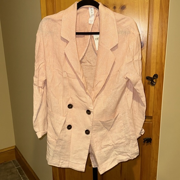 Anthropologie Amadi Kaye Blazer Jacket Linen Metallic Shimmer NEW - Picture 4 of 9